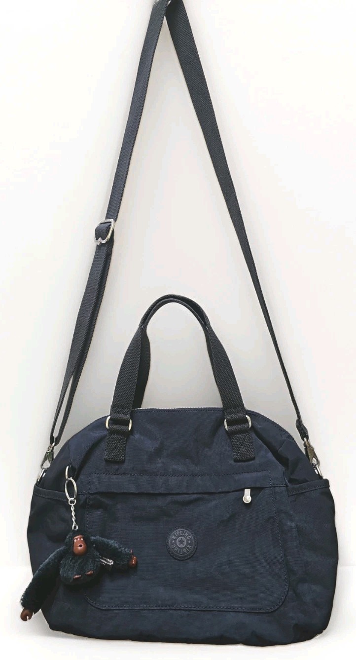 Kipling Felicity Shoulder Bag Navy Blue Nylon w/ Crossbody Adjust Strap + Monkey