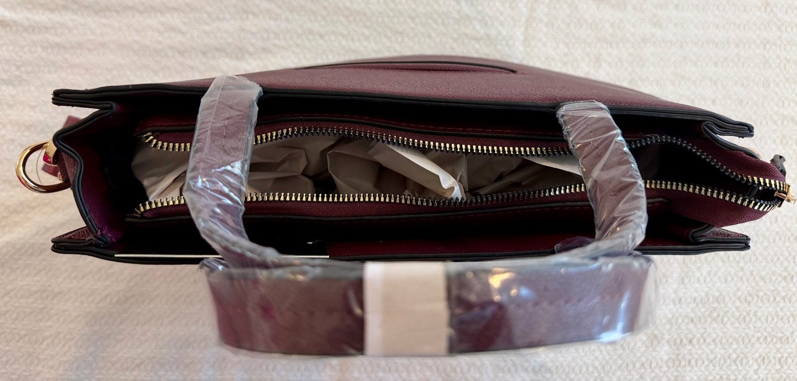 NEW London Fog Sofia Studded Tote Bag Plum w/ Shoulder Strap & Tags