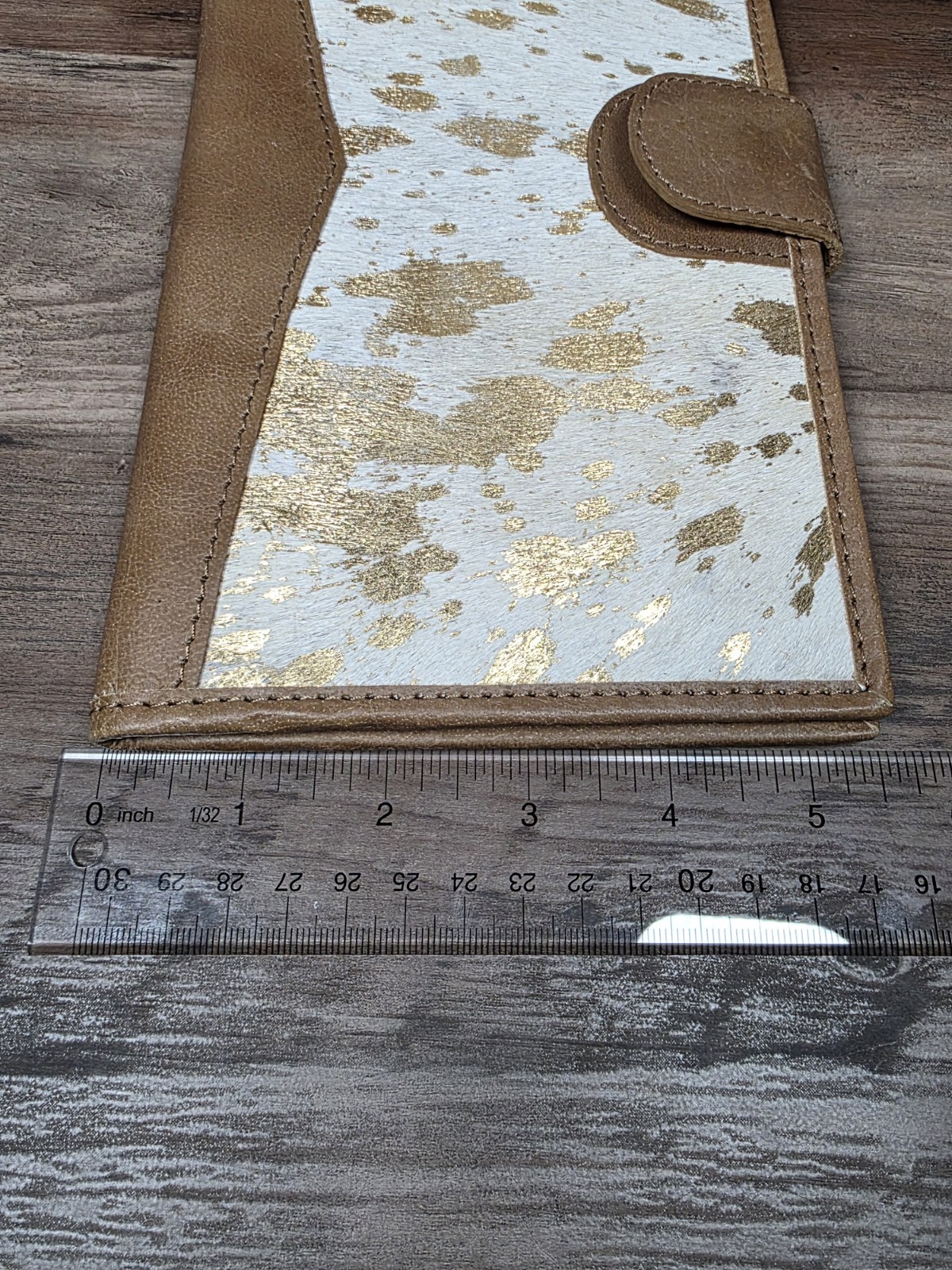 Jane Marie Large Cow Hair On Suede Leather Gold Foil W/ Wallet Set