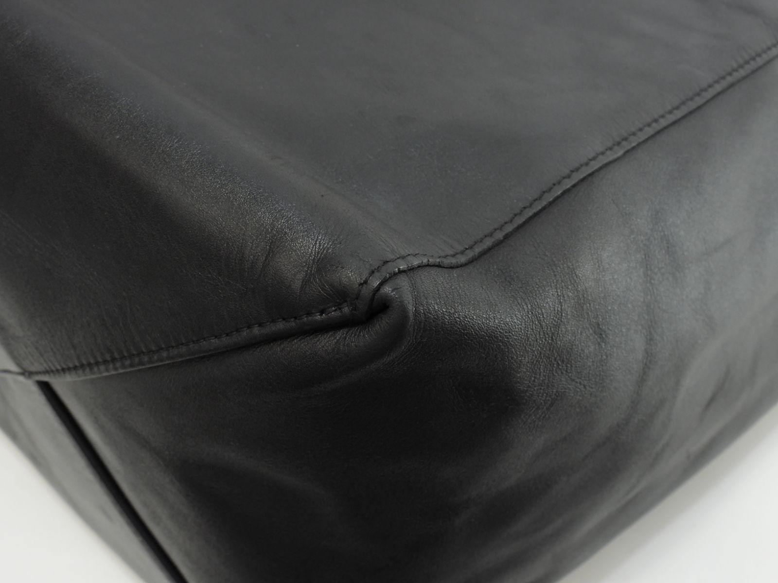CELINE Cabas Horizontal Tote Bag Black Smooth Sheepskin Leather Gold Tone Zip