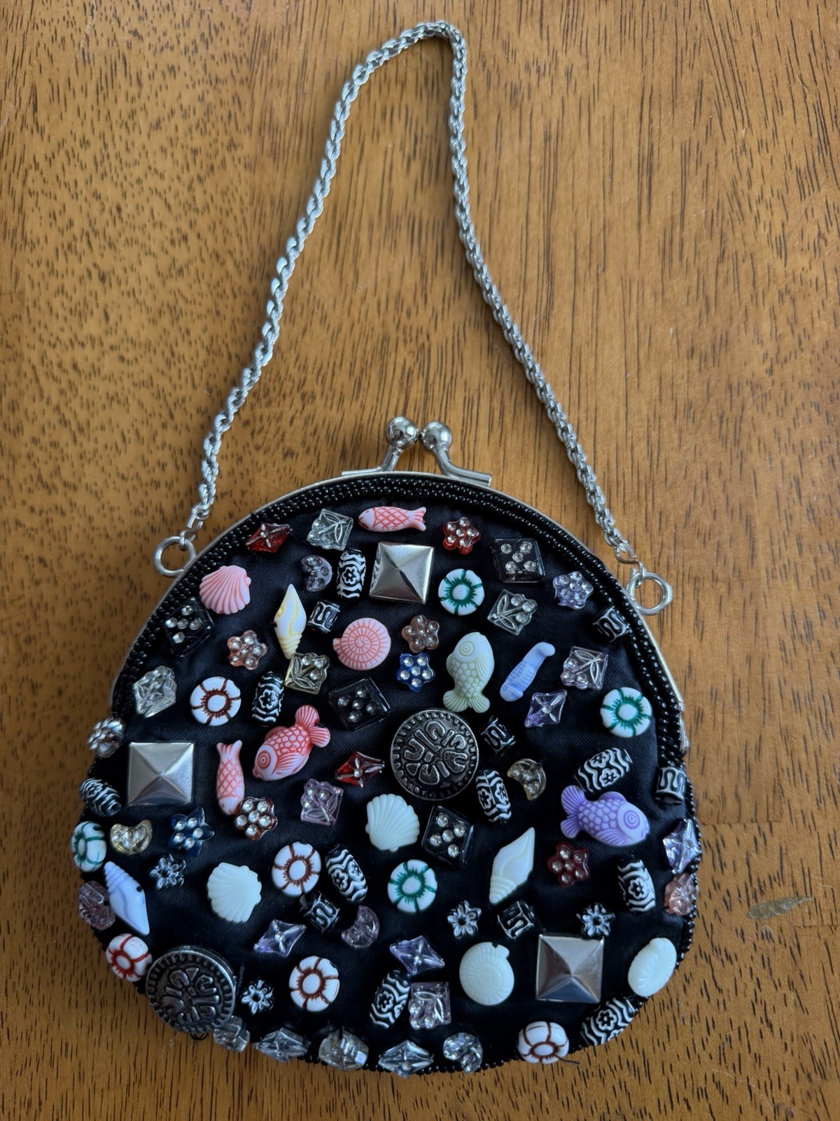 La Regale Nautical Beaded Mini Purse With Chain Handle