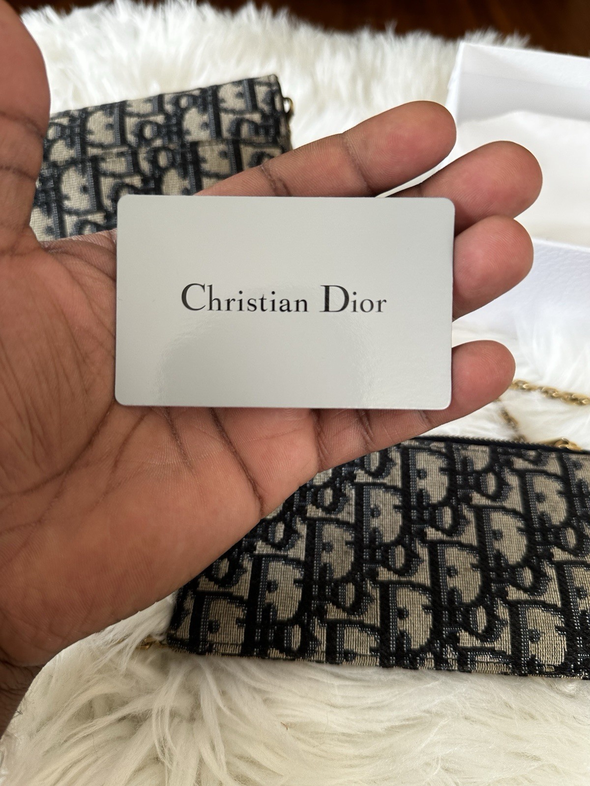 Dior Small Saddle Pouch with Chain Blue Dior Oblique Jacquard