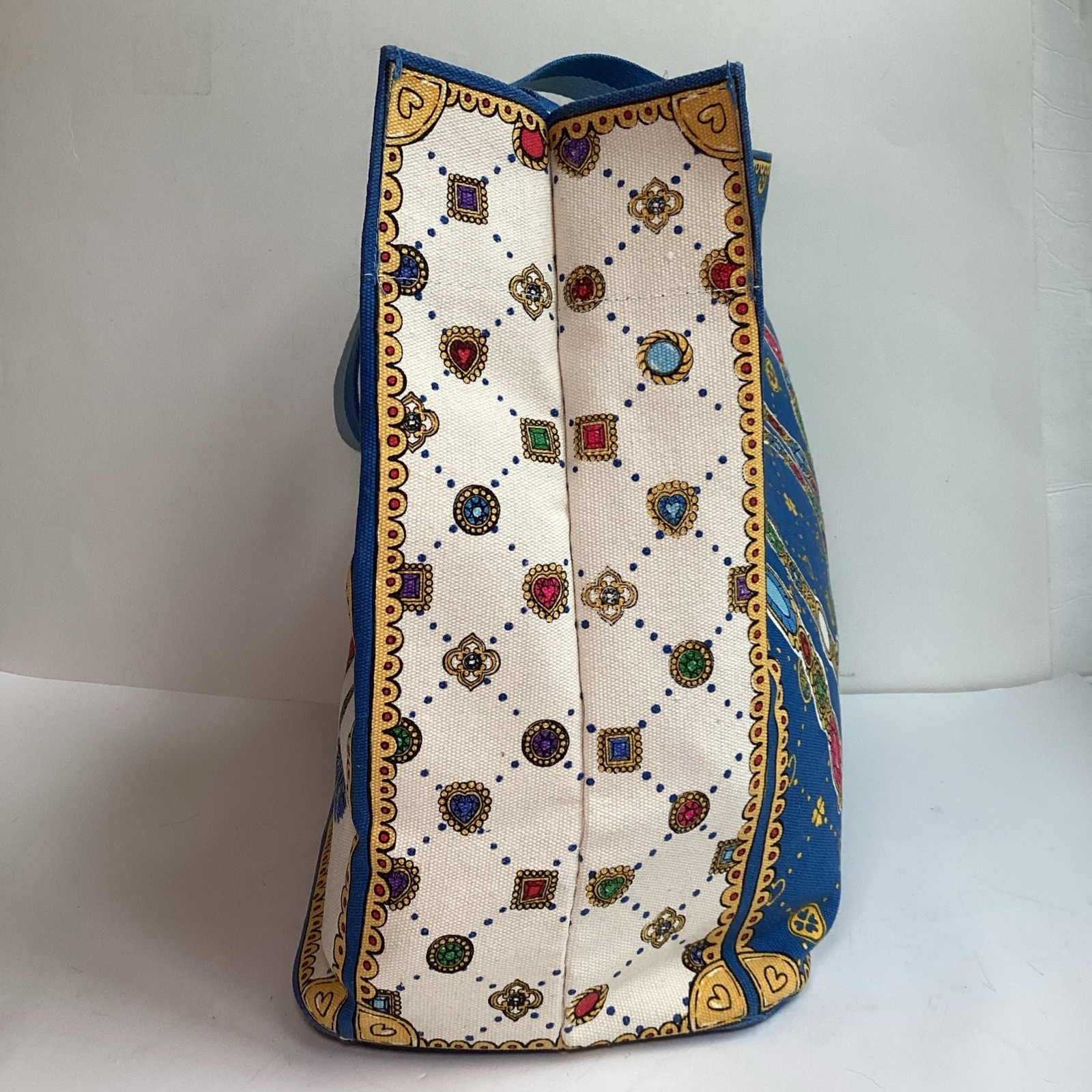 Brighton Glittering Love Canvas Tote Bag New With Tags Jewels Blue Two-Sided