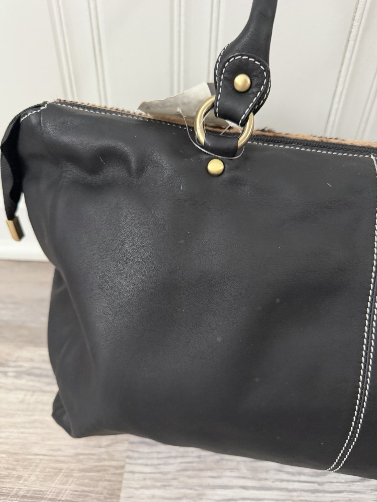 Puntotres Barcelona Genuine Leather Leopard Print Handbag Made in Spain