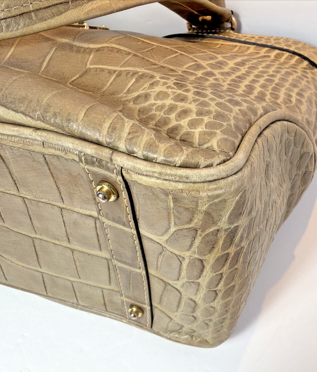 Dooney & Bourke Taupe Gray Beige Crocodile Embossed Nile Small Lexington Tote