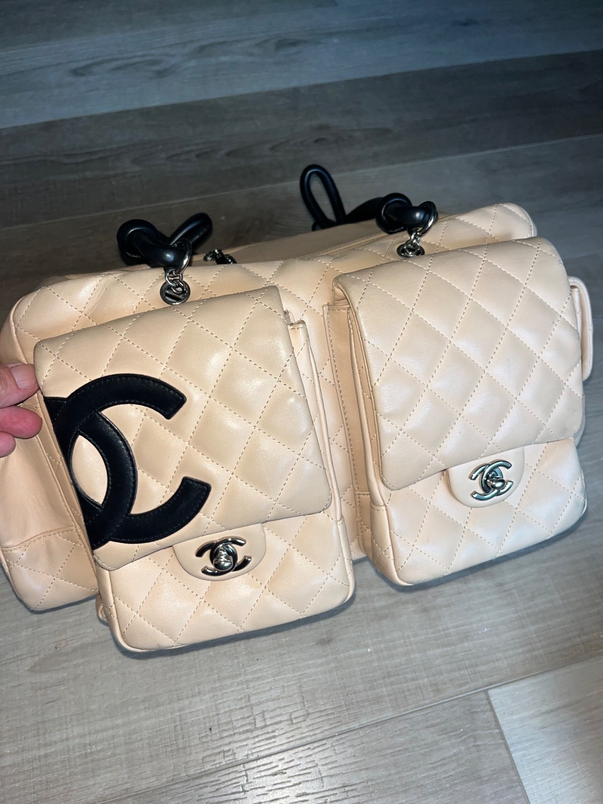 Authentic Chanel Cambon Ligne Rep Beige & Black Handbag – Timeless Classic