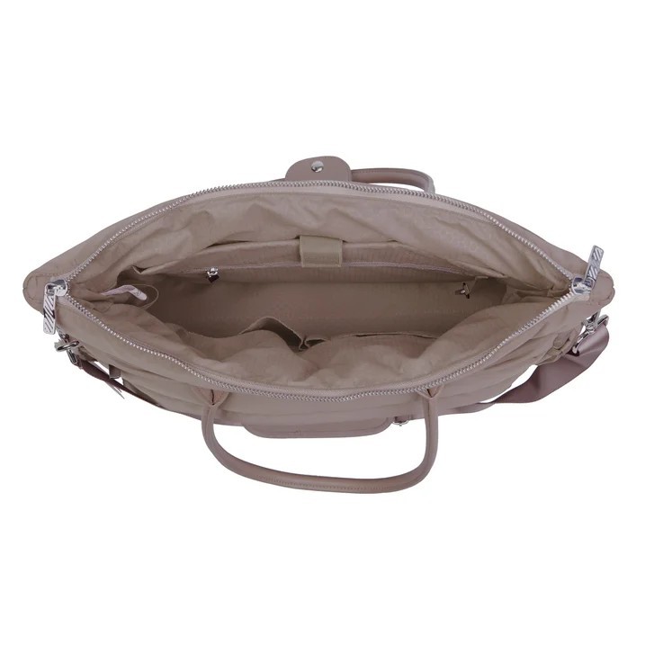 iPack Puffy Fashion Tote Luggage Bag Travel Adjustable Strap Laptop Pocket TAN