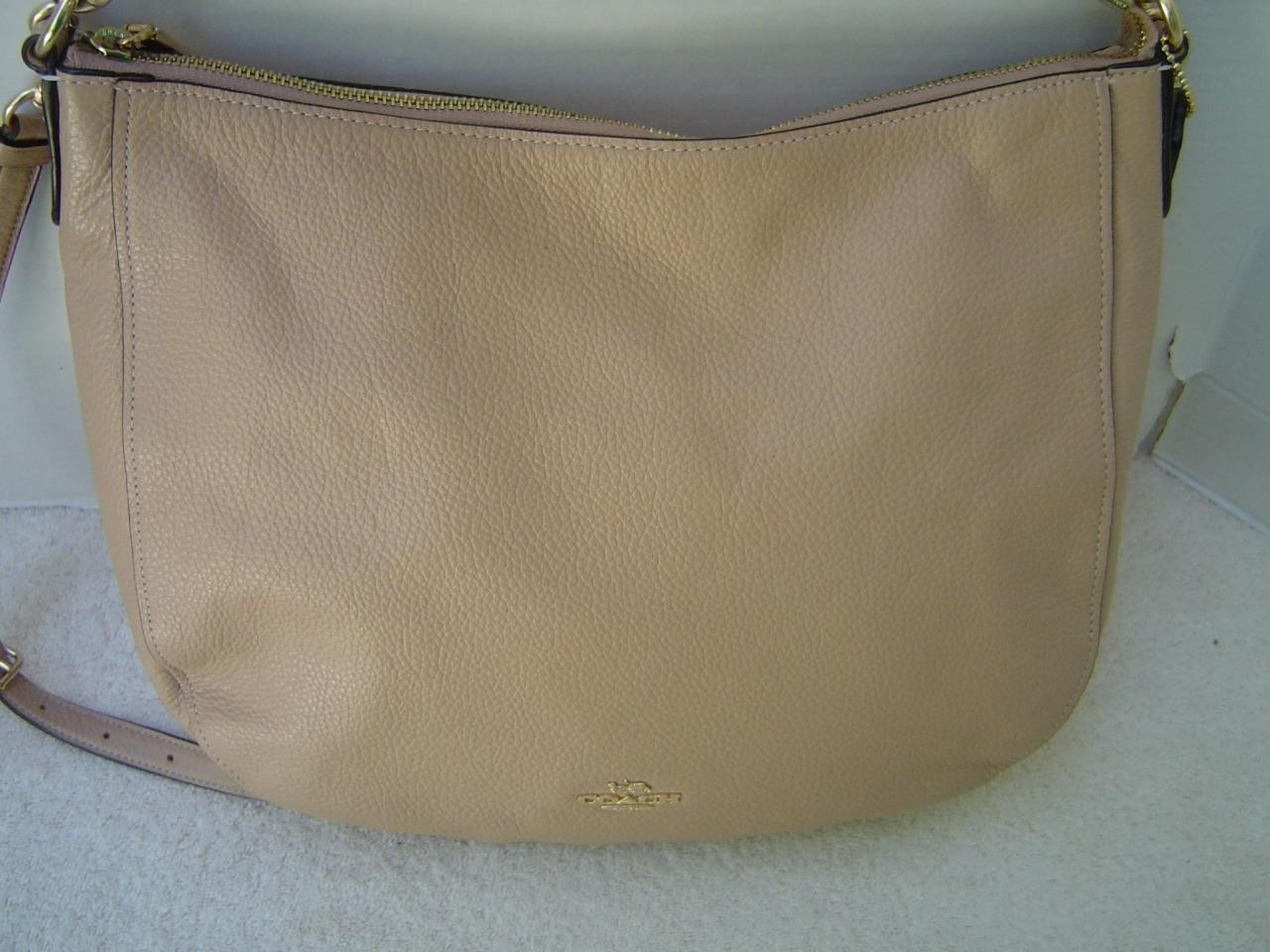 AUTHENTIC COACH TAN PEBBLE LEATHER ELLE HOBO SHOULDER BAG #31399 VGC