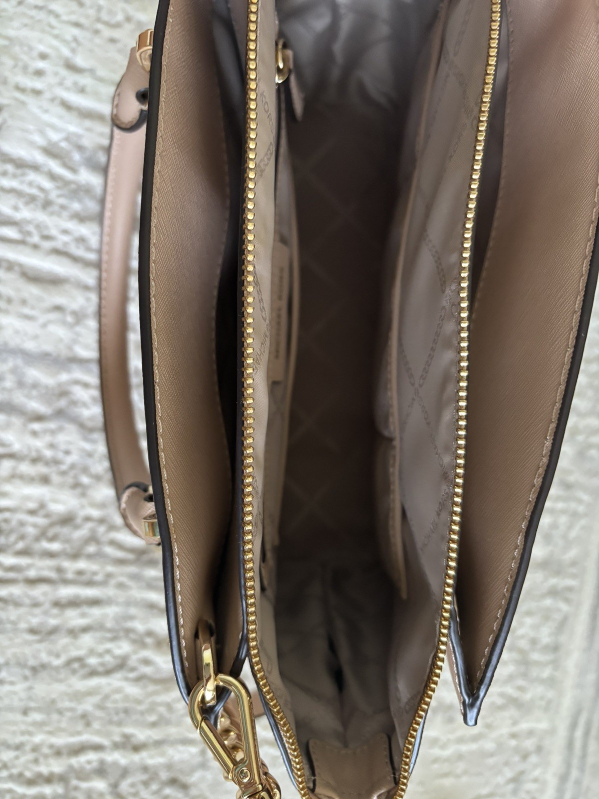 MICHAEL KORS SELMA LARGE TAN SAFFIANO LEATHER SATCHEL BAG NWOT