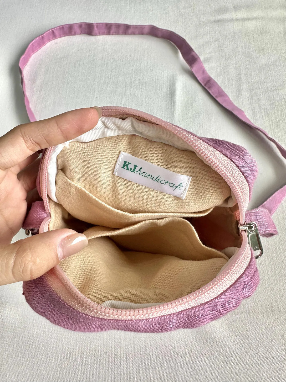 Handmade Crossbody Bag with “Rabbit” Embroidery Purple