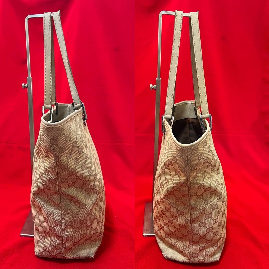 GUCCI GG Canvas Tote Bag Cream Women Auth 12.20 x 10.23 x 4.33inch