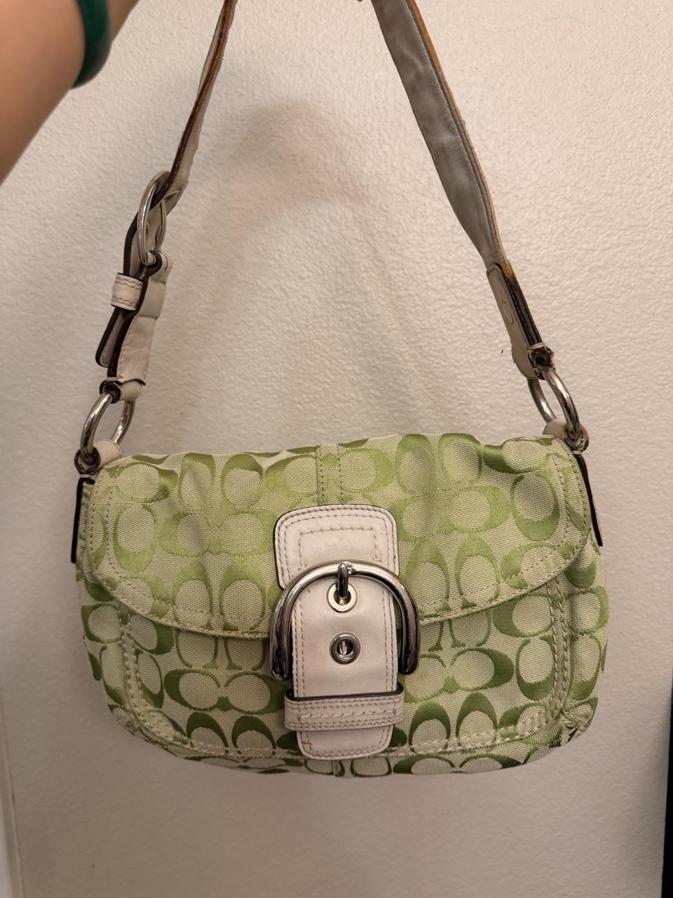 RARE 2010 Vintage Coach Green & White SoHo