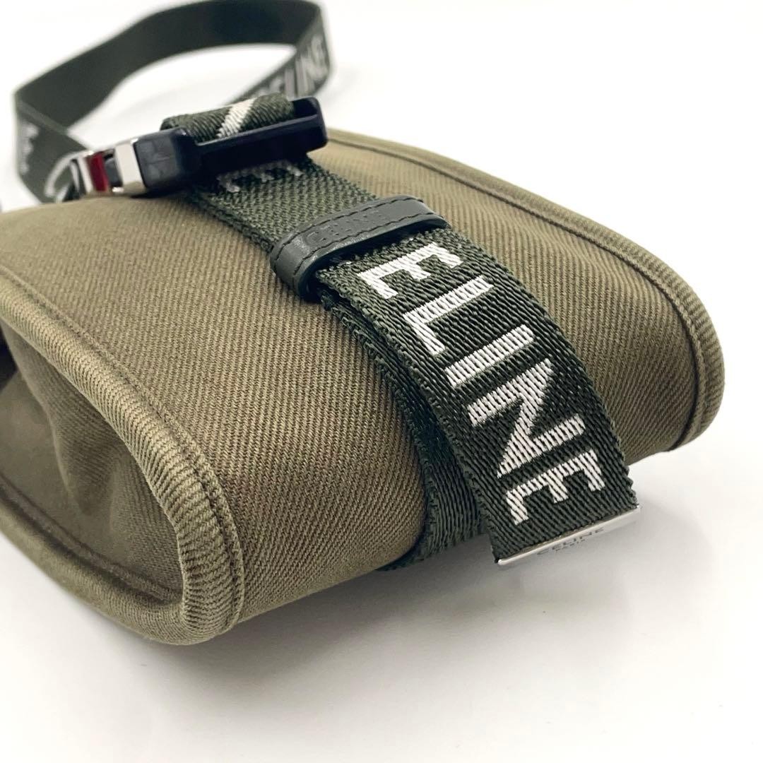 Celine Mobile Pouch Smartphone Case Khaki Gold Japan Excellent 078962