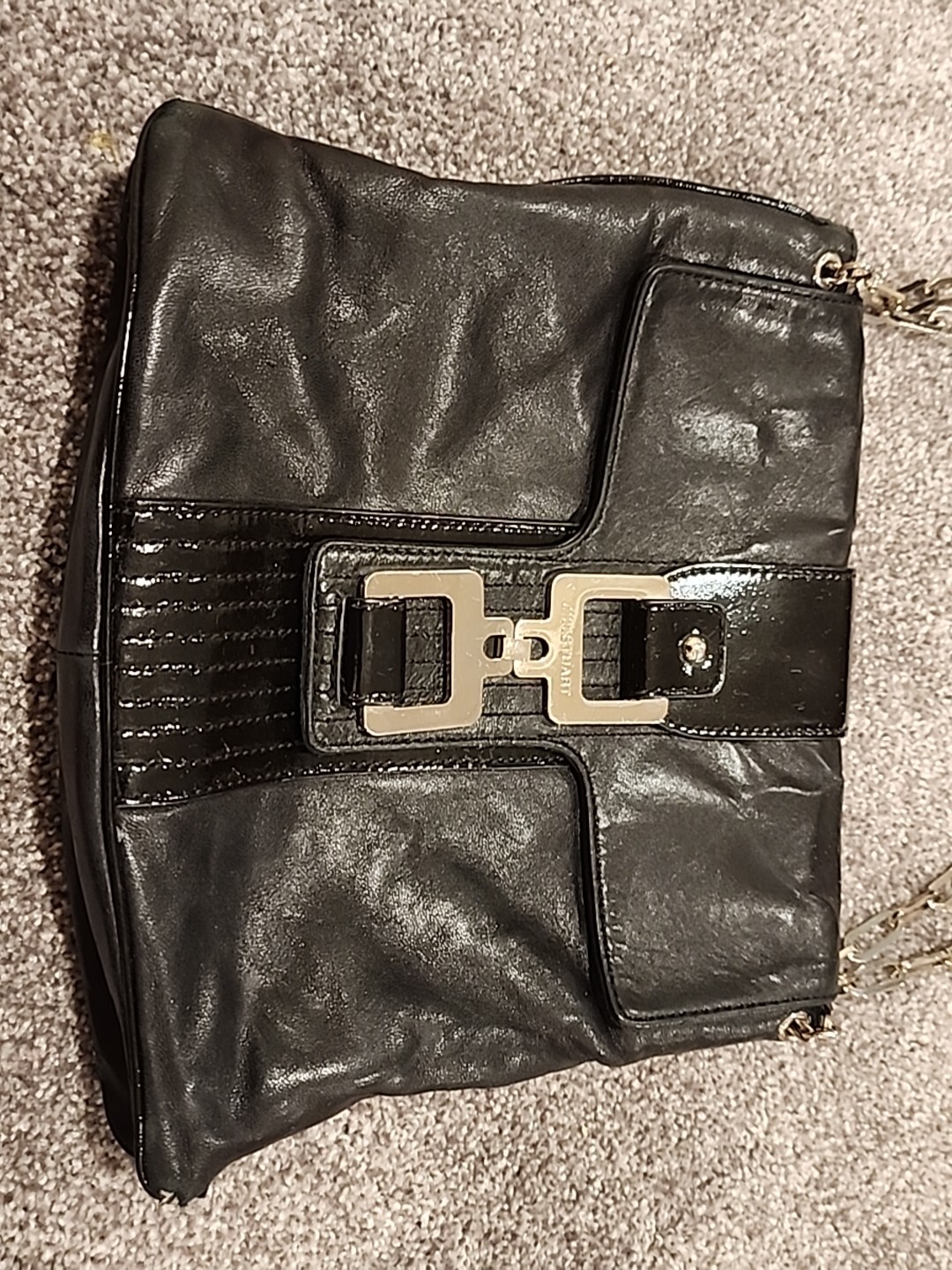 JILL STUART Leather & Patent Leather Shoulder Bag Purse