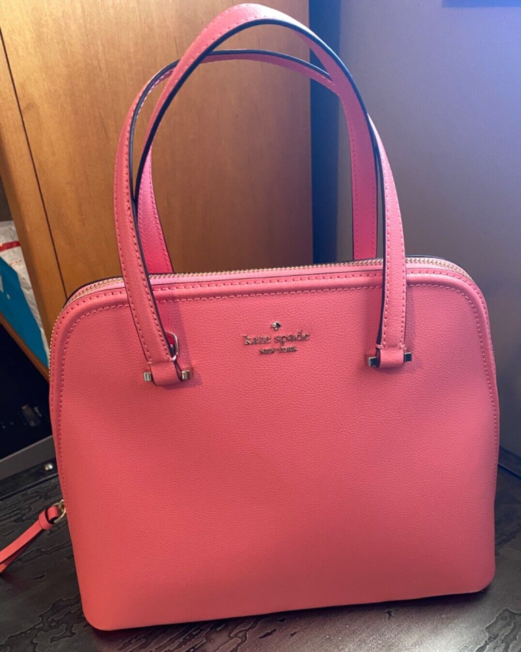 Kate Spade New York Patterson Dr. pebbled emboss Dome Purse for Women Peach nect