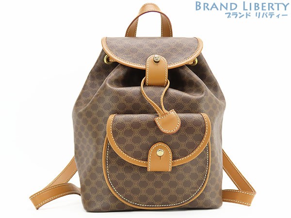 CELINE Vintage Macadam Backpack Brown Dark Brown PVC Leather