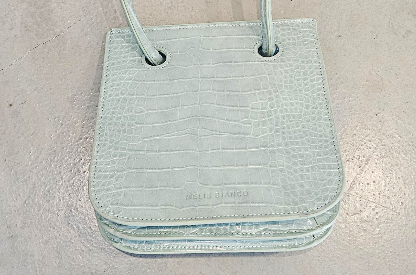 Melie Bianco Women’s Light Blue Crocodile Embossed Shoulder Bag, Strap