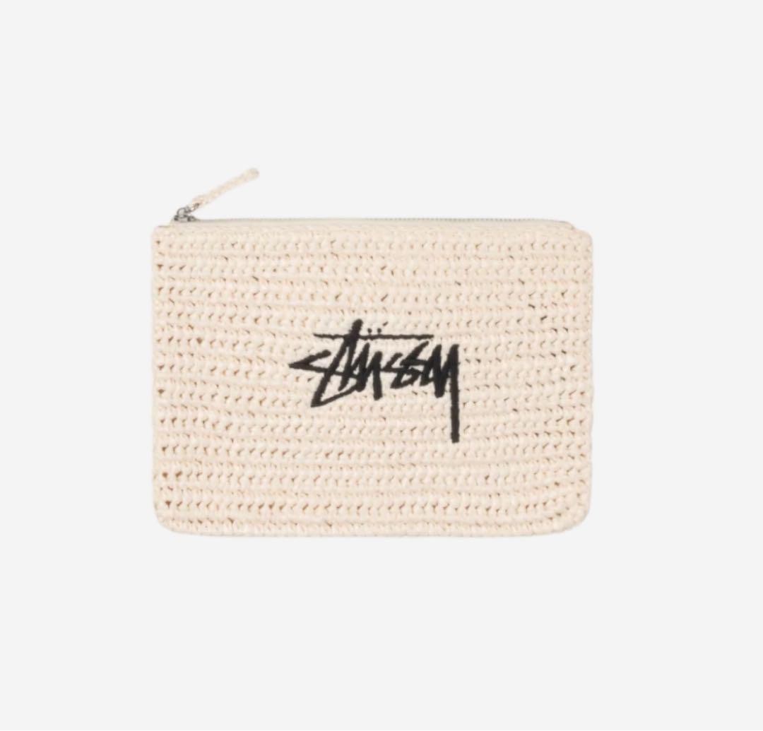Stussy Woven Zip Pouch Ivory Streetwear Accessory Minimalist Organizer Everyday