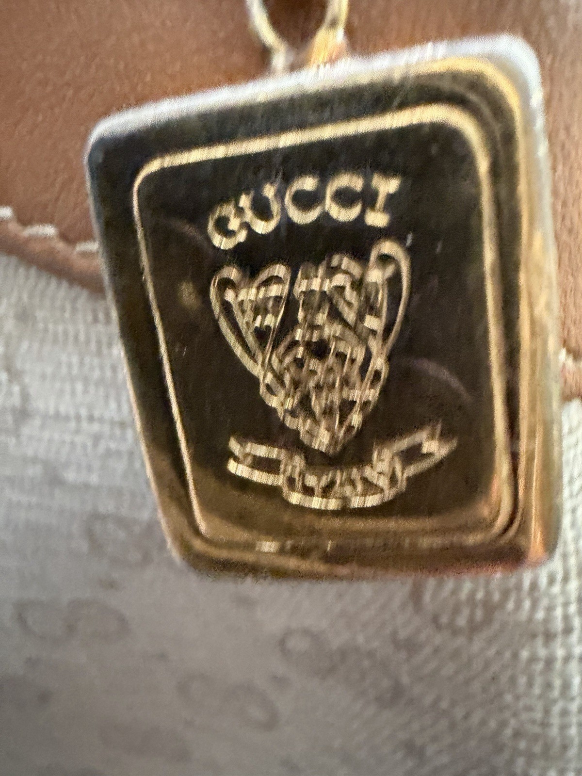 GUCCI Micro GG Supreme Shoulder Bag PVC Beige Gold 007 87 0018 Auth ki4930