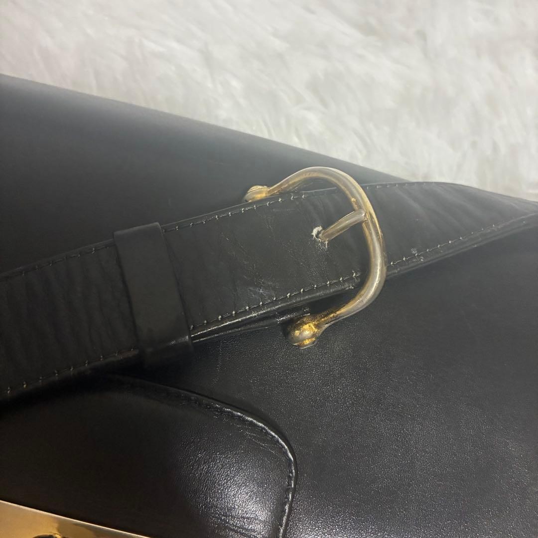 Celine Horse Carriage Shoulder Bag Black Leather Gold Hardware 8.7×7.5×2.2 inch