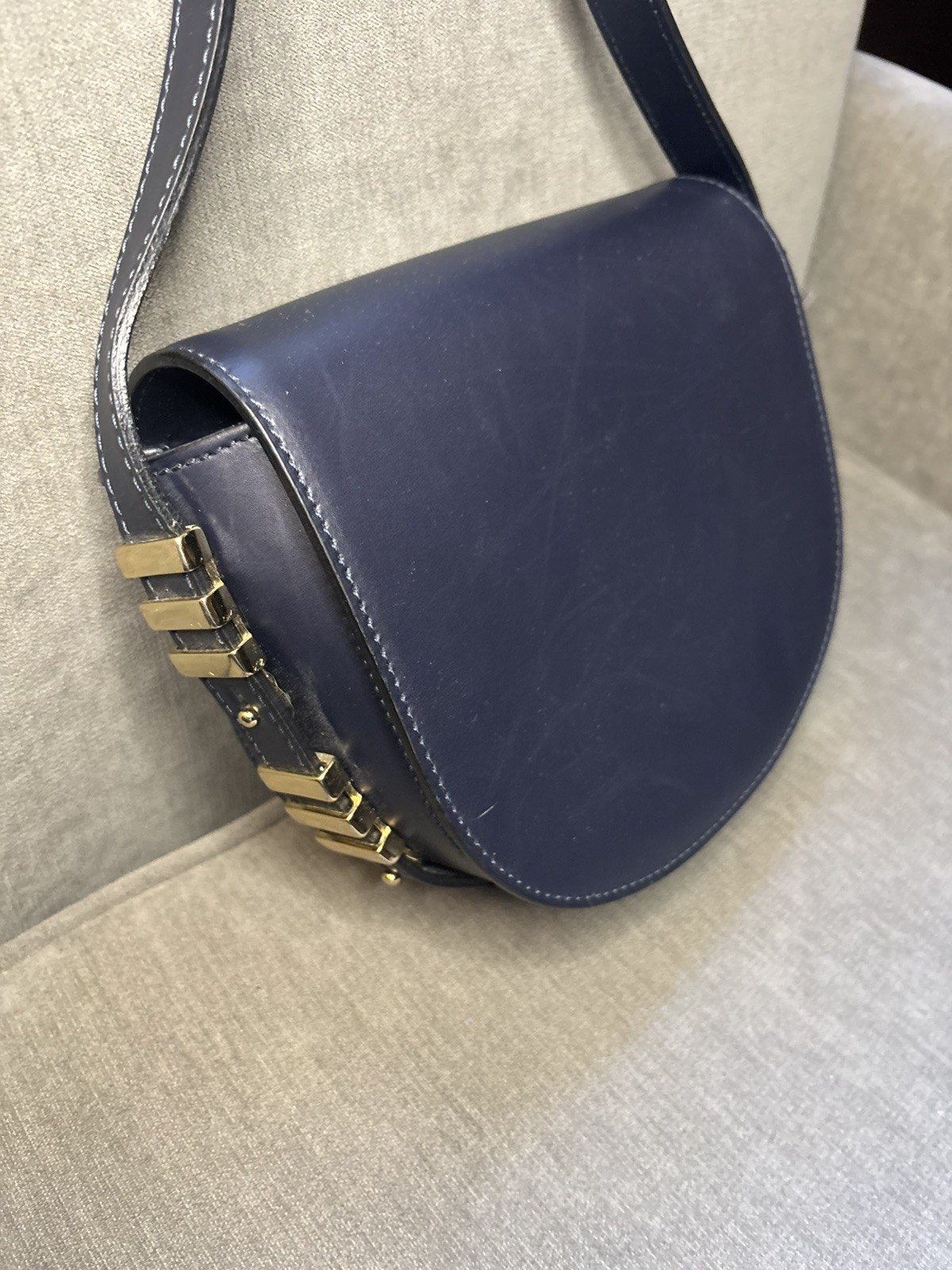A. Bellucci Dark Navy Leather Crossbody Saddlebag GUC – Beautiful leather***