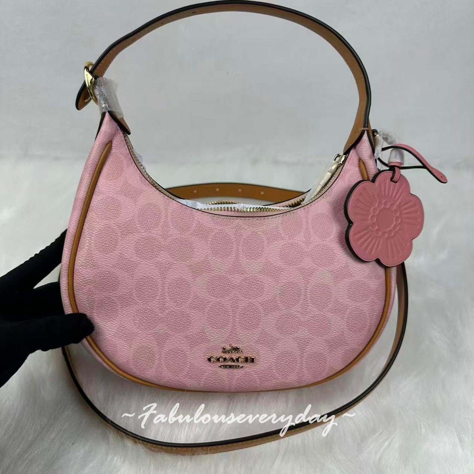 Coach Emily Shoulder Bag In Signature Canvas With Charms Powder Pink CDW86 NWT