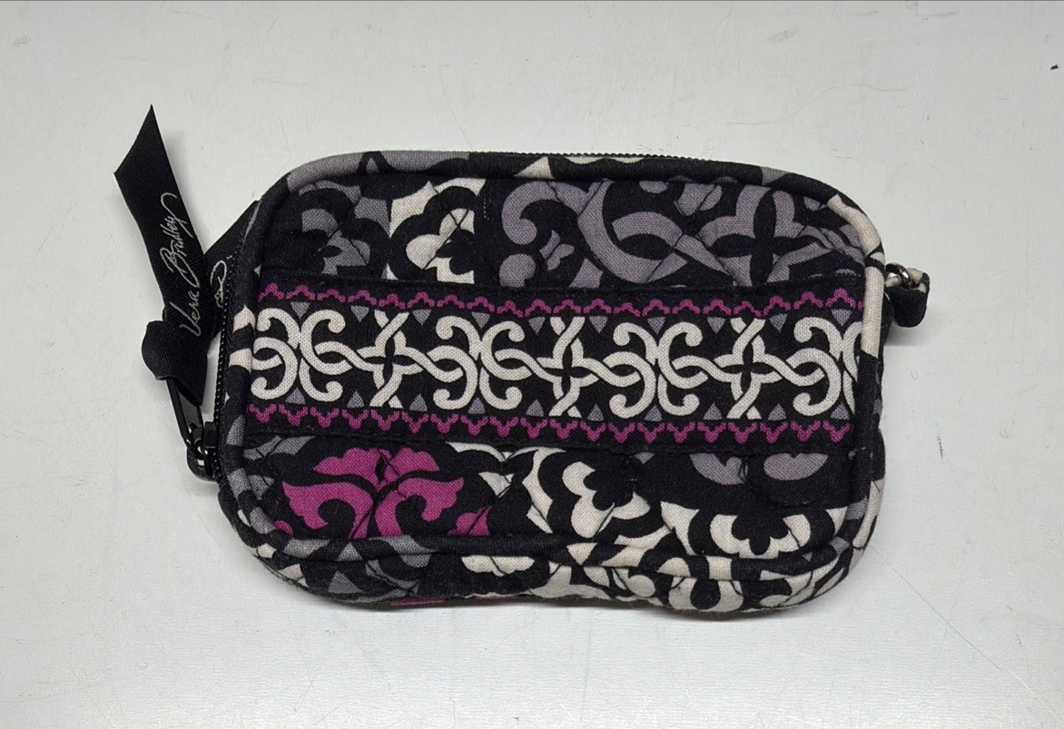 8 PC Lot Vera Bradley Black & White Tote/Purse/Lunch/Wristlets/ID Coin/Frame GUC