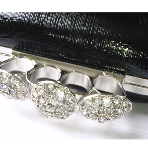 Metal Frame Flip Lock Closure Rhinstone Studded Fashion Clutch 1164 Gold