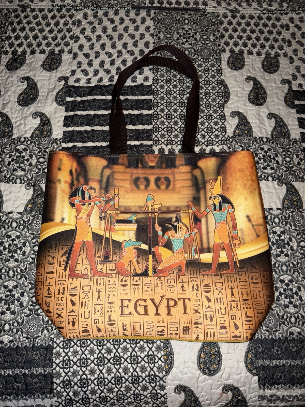 Egypt Hieroglyphic Tote Bag Ancient Egyptian Pharaoh Shoulder Shopping Bag