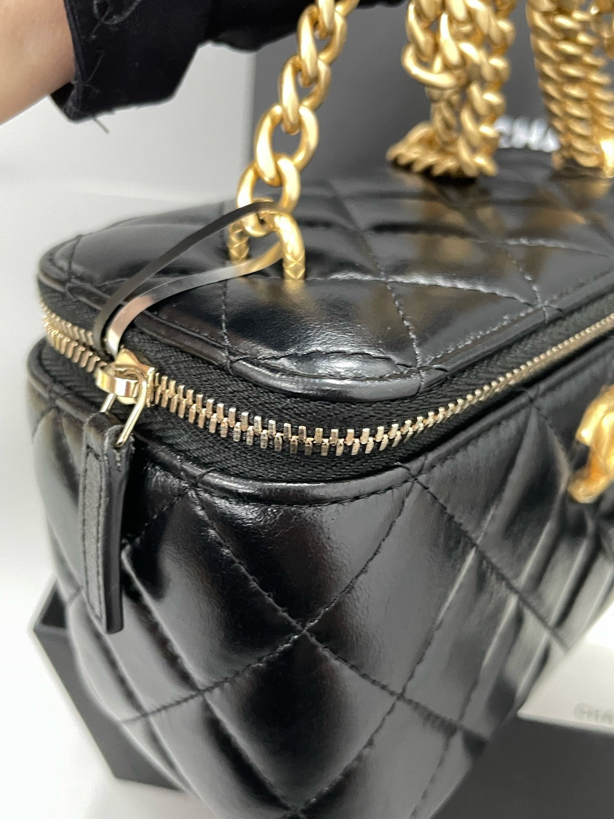 Chanel 23B Vanity Case Black Lambskin Gold Adjushtable Ball Chain [Duties Paid]