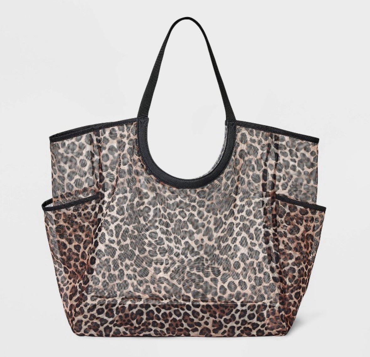 Shade & Shore Leopard Print Mesh Tote Bag Lg Shoulder Shopper Travel Beach Tote