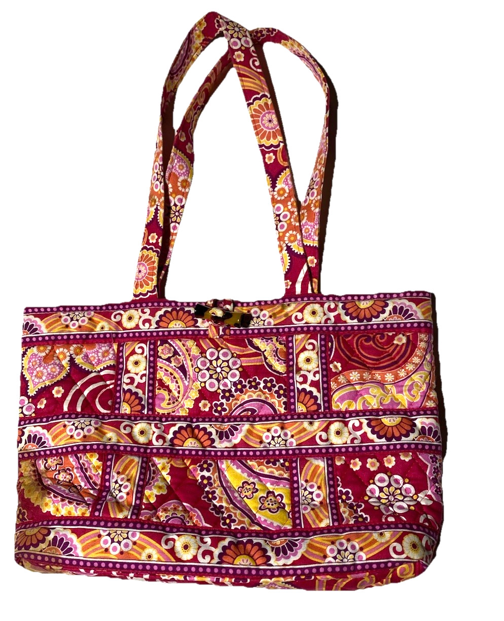 Vera Bradley Raspberry Fizz Tote Bag Retired Pattern Quilted Shoulder Bag