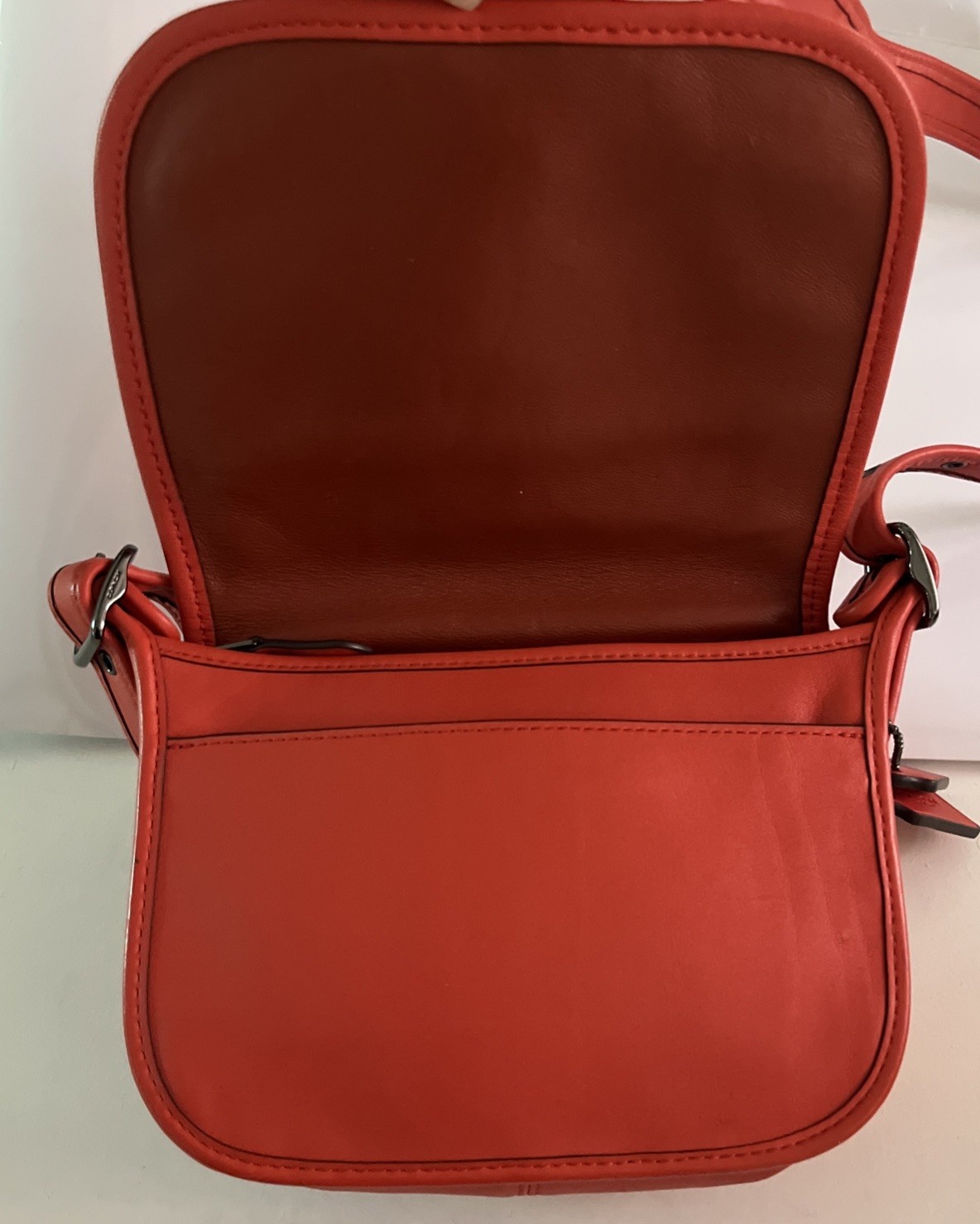 COACH Saddle 18 Re-Edition Crossbody Bag 57731 Orange Soft Leather Adjustable
