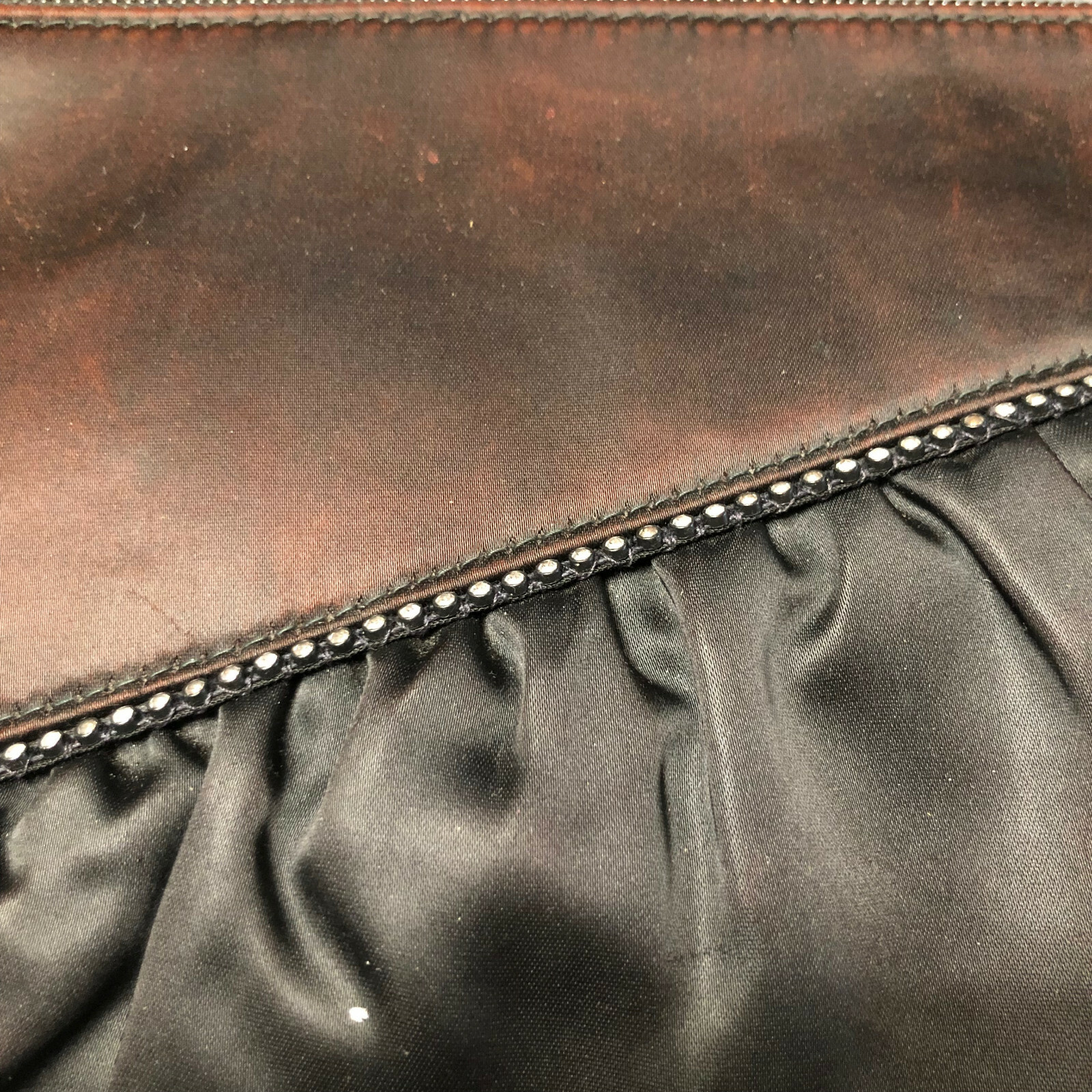 The Parisian Evening Bag purse, black brown rhinestones, Cord Strap vintage 80s