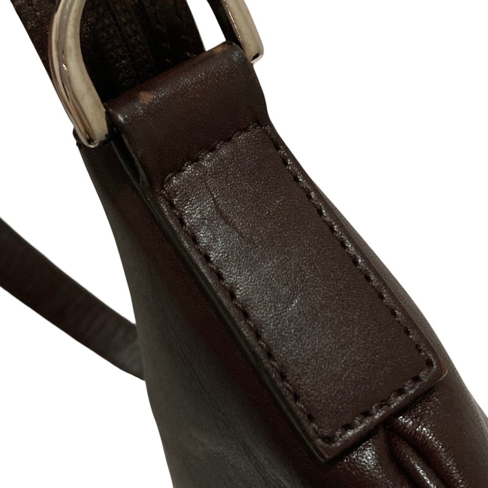 HIROFU Leather Semi-Shoulder Bag Brown Women USED