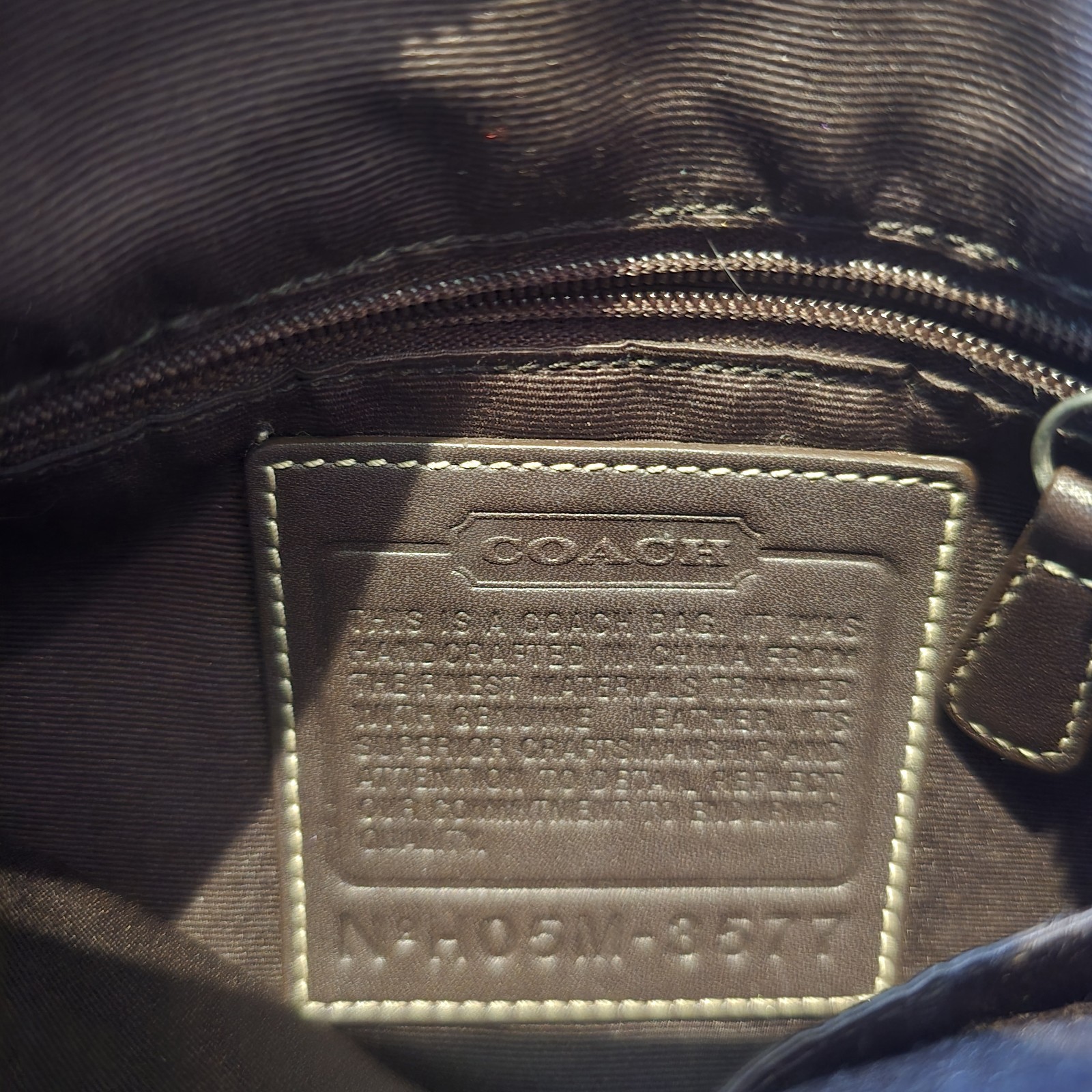 Coach Signature Brown Beige Shoulder Bag Zip Top Silver Hardware