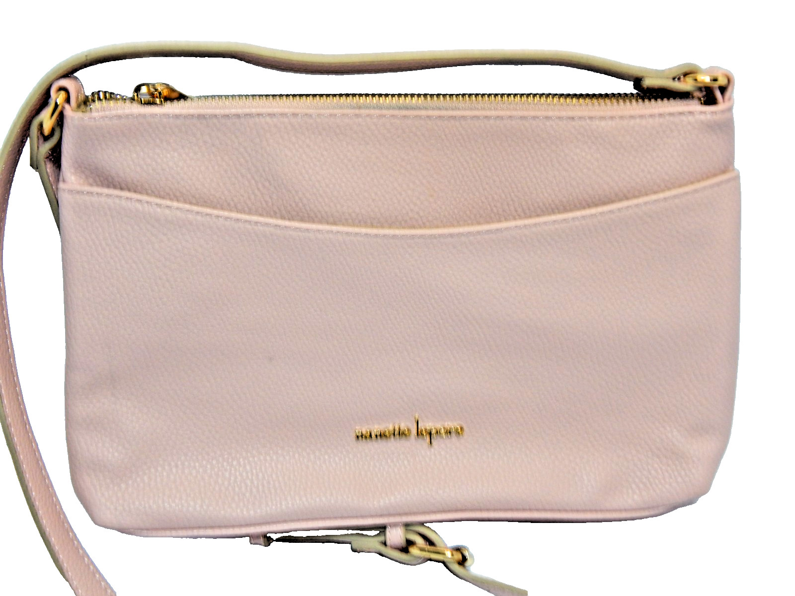 Nanette Lepore pink pebble faux leather small crossbody bag handbag w/gold tone