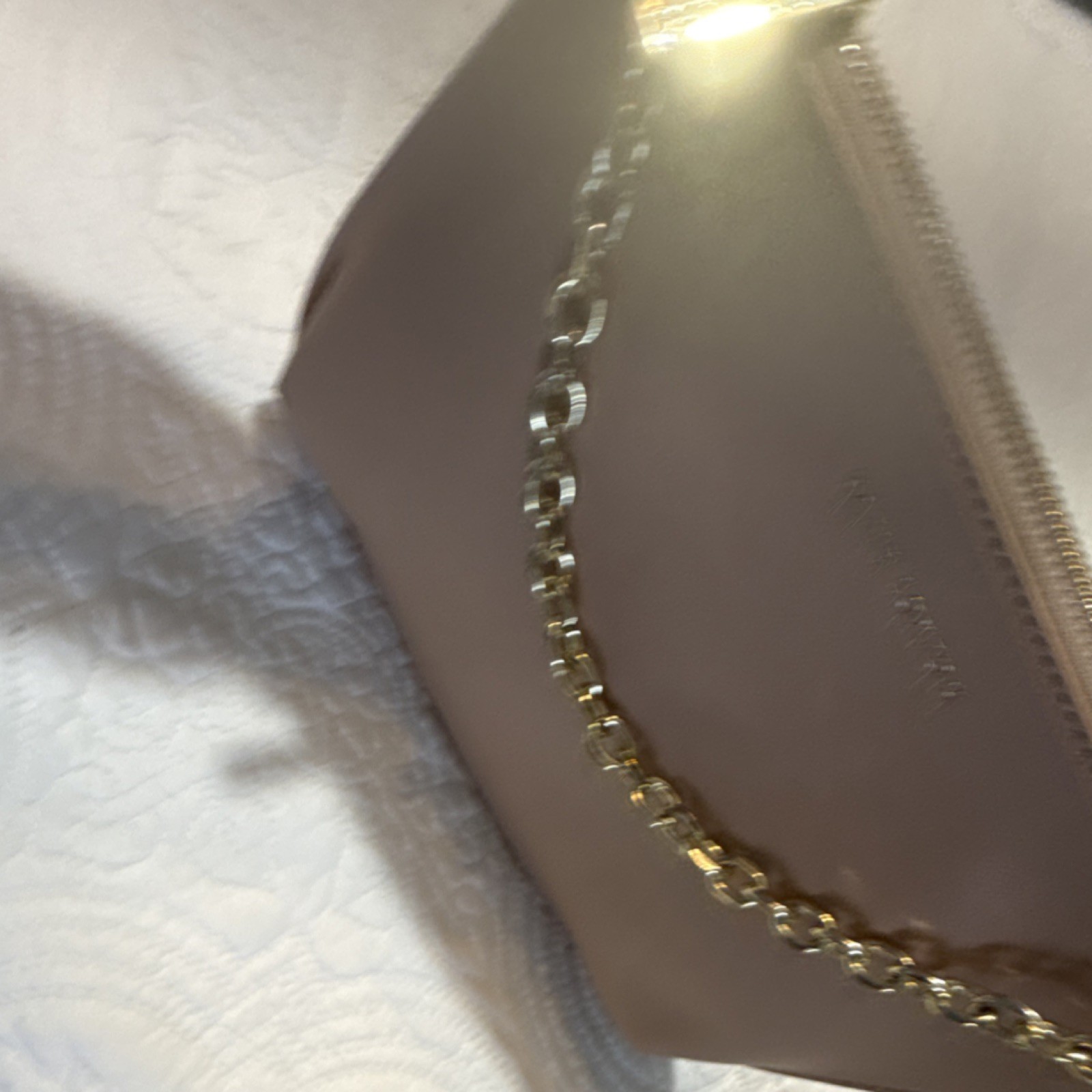 Katie Loxton Beige Pebbled Shoulder Bag Zip Closure Gold Chain Detachable Strap