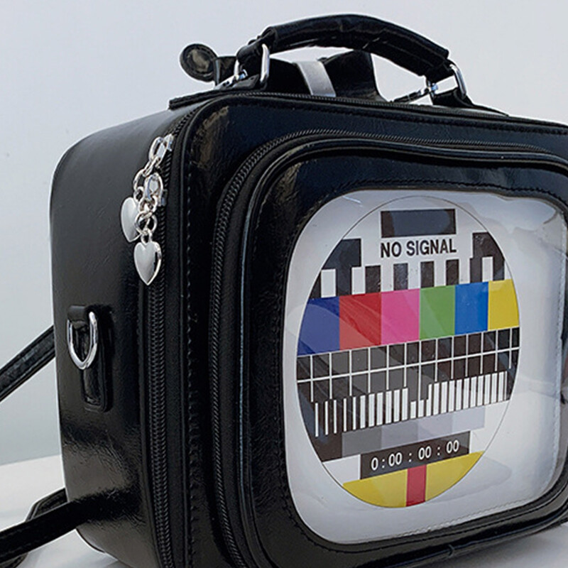 Large Novelty TV Shape Ita Bag Retro Television Women Shoulder Bag Backpack