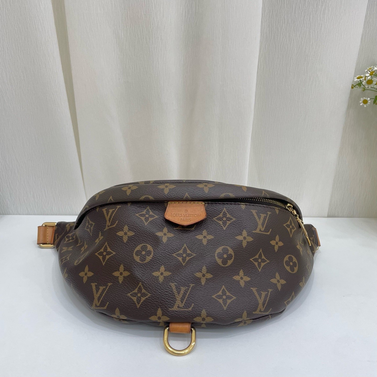Louis Vuitton Monogram Canvas Bumbag Brown Leather Belt Shoulder Bag