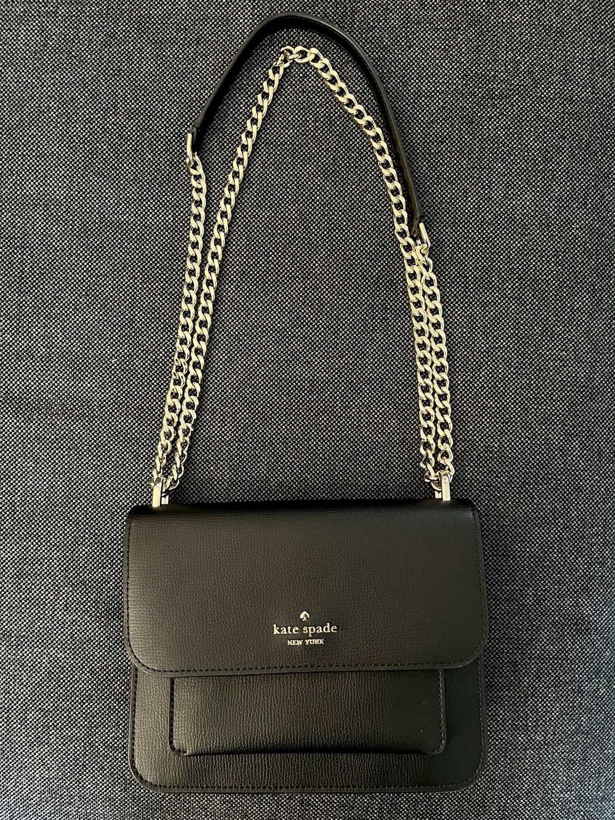 Kate Spade New York Small Black Convertible Crossbody Bag w/Gold Chain Strap