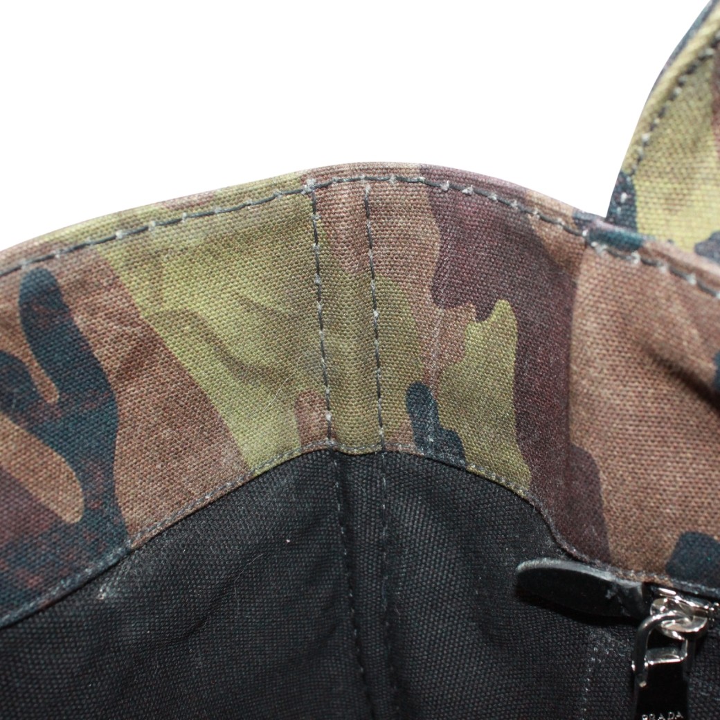 PRADA B2642B Canapa Camouflage Handbag canvas khaki brown black Women