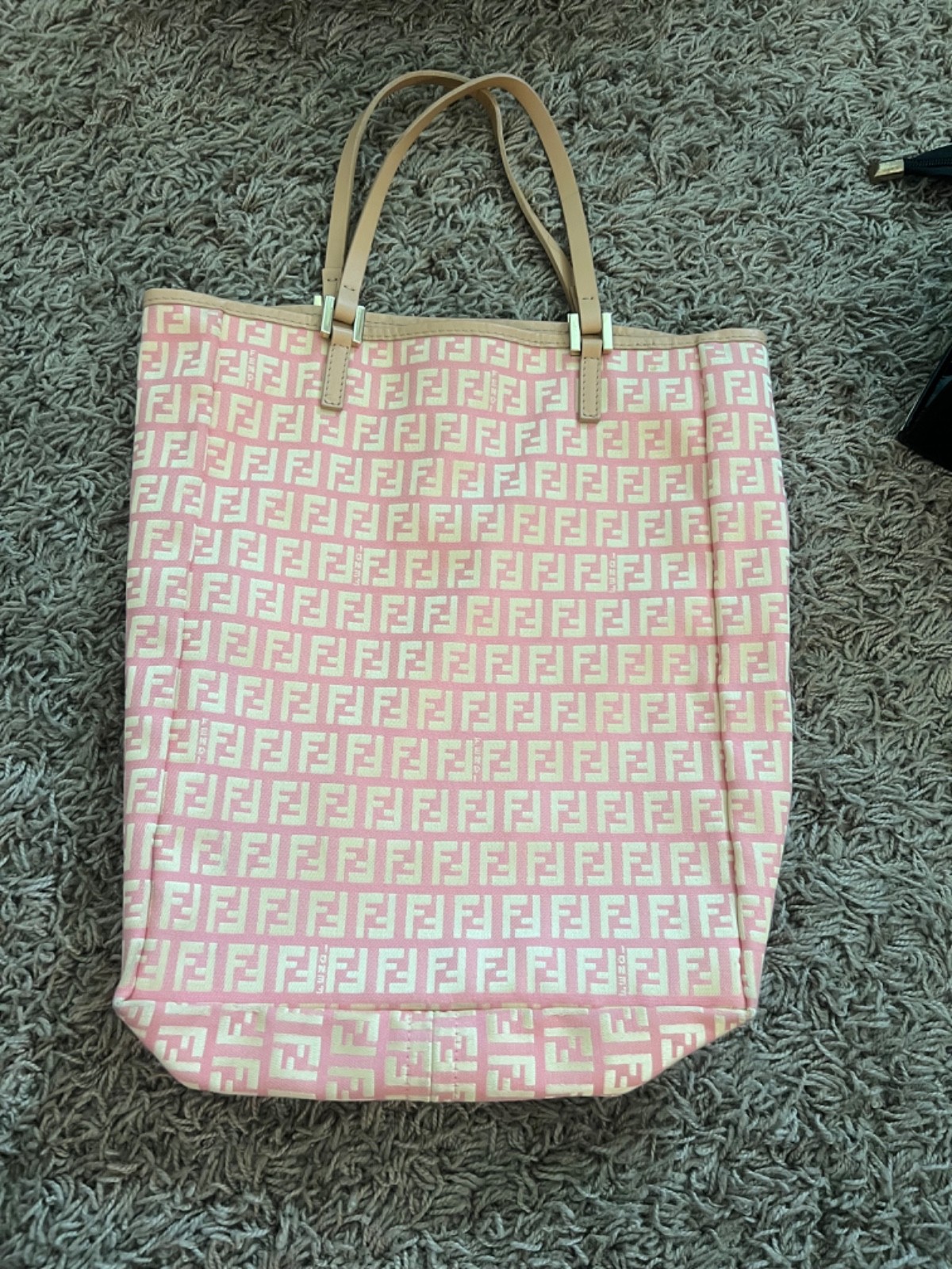 Fendi ZUCCHINO VINTAGE Y2K Tote PINK Canvas