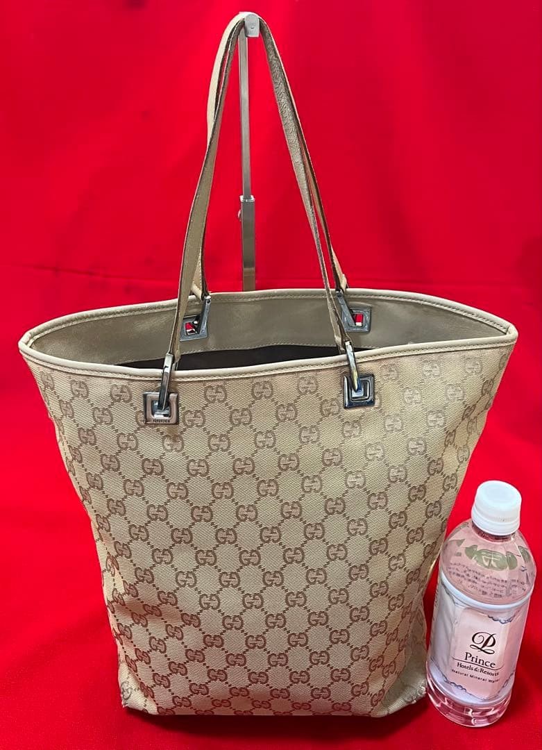 GUCCI GG Canvas Tote Bag Cream Women Auth 12.20 x 10.23 x 4.33inch