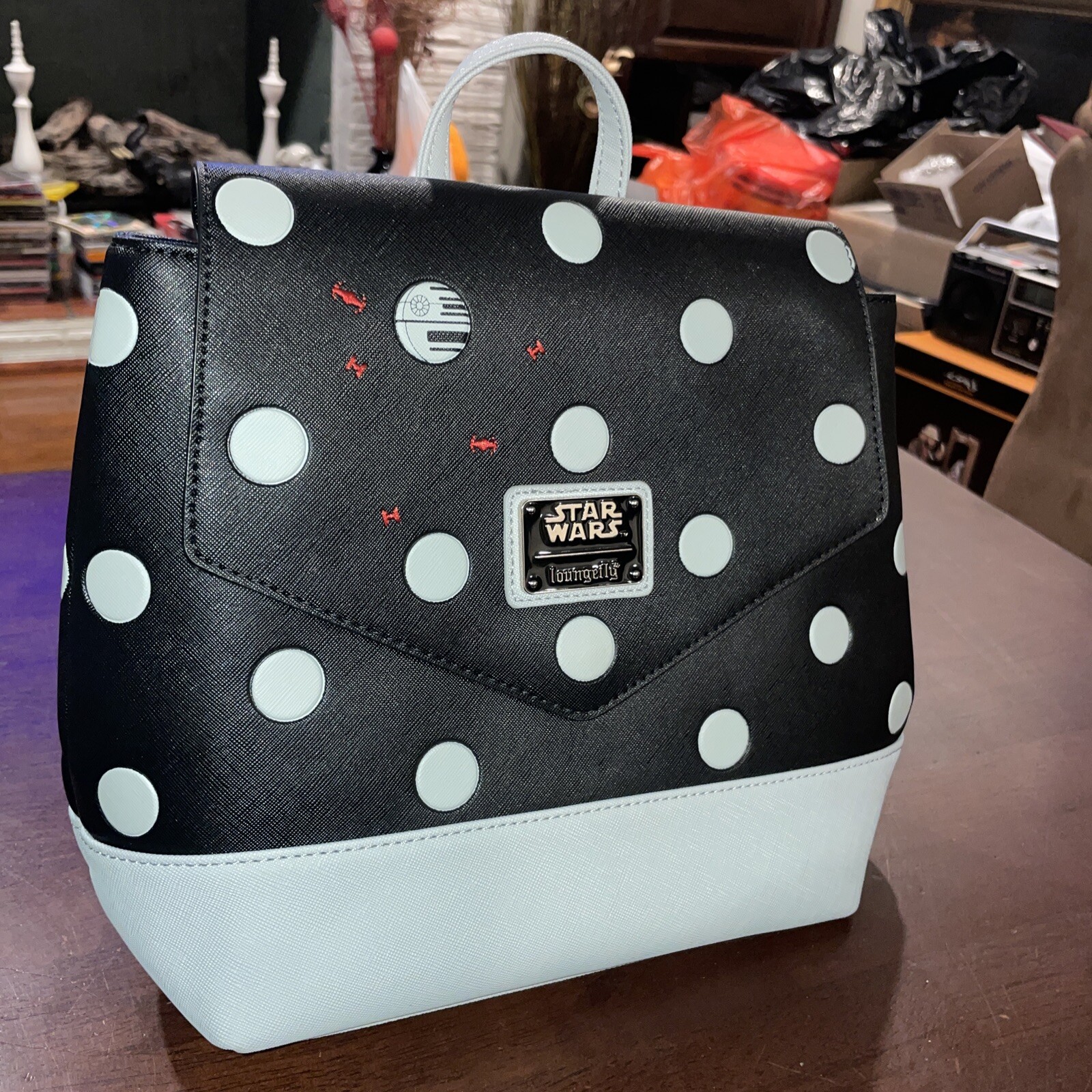 Star Wars Loungefly Polka Dot Death Star Patterned Double Strap Shoulder Bag New