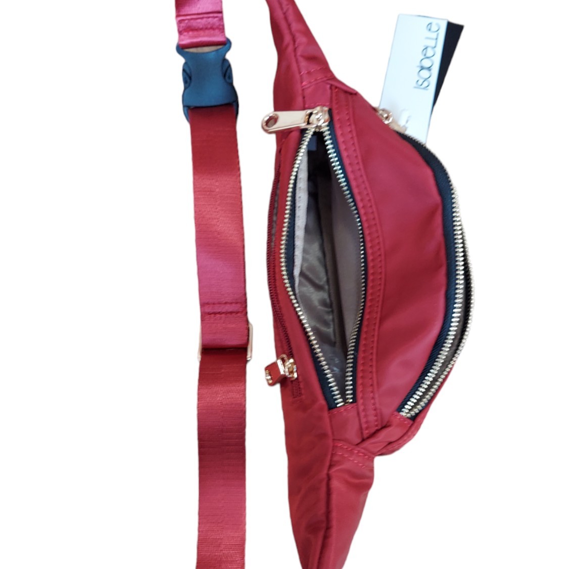 Isabelle Women’s Red Belt Bag Nylon Crossbody Sling Fanny Pack NWT PETA Vegan