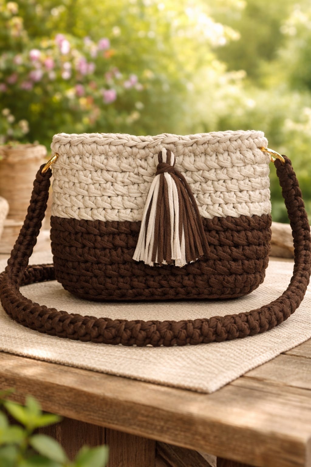 Bolsa nueva artesanal.Color marrone para mujer.