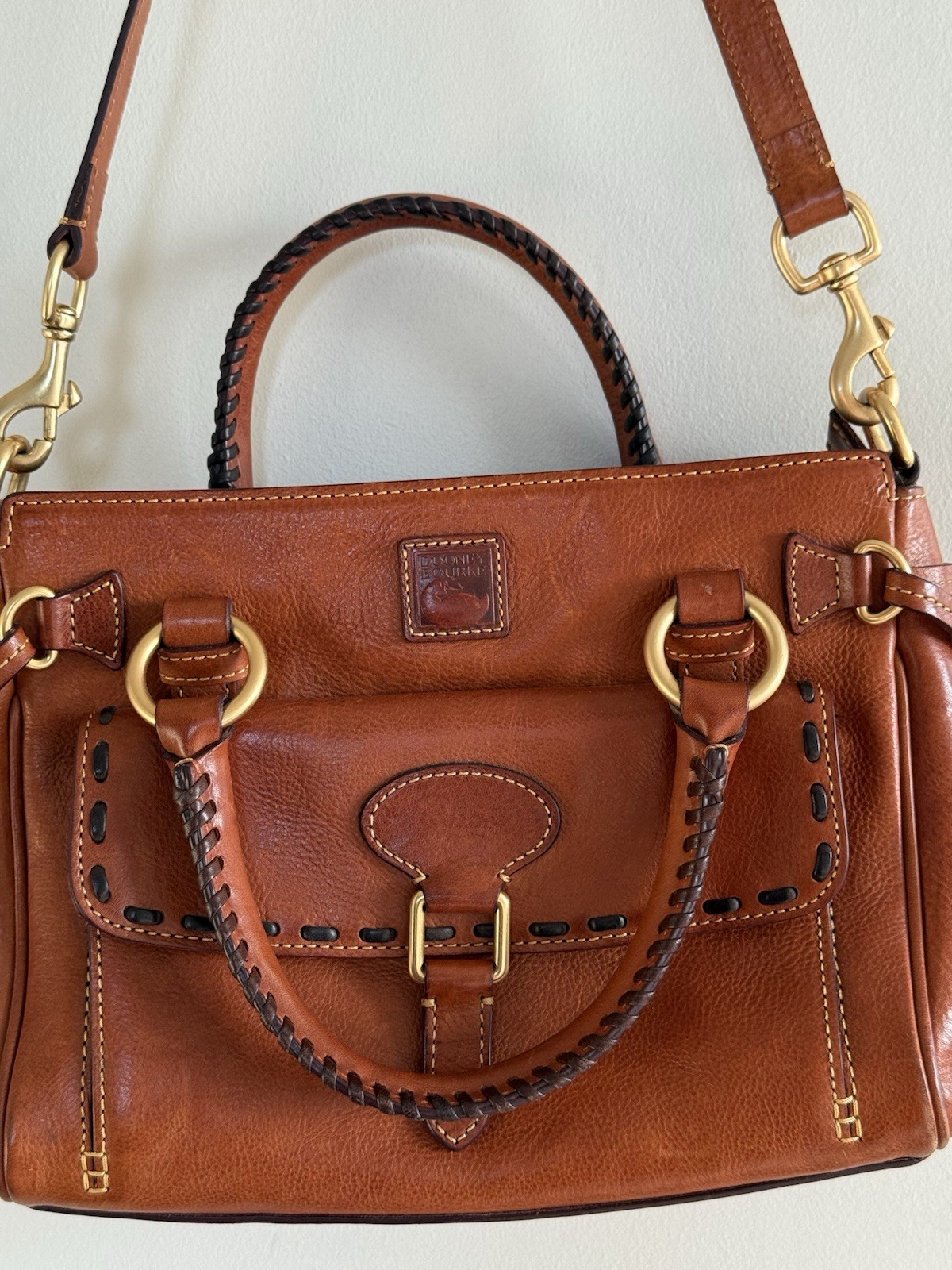 Dooney & Bourke Florentine Toscana Front Pocket Satchel Chestnut with Strap