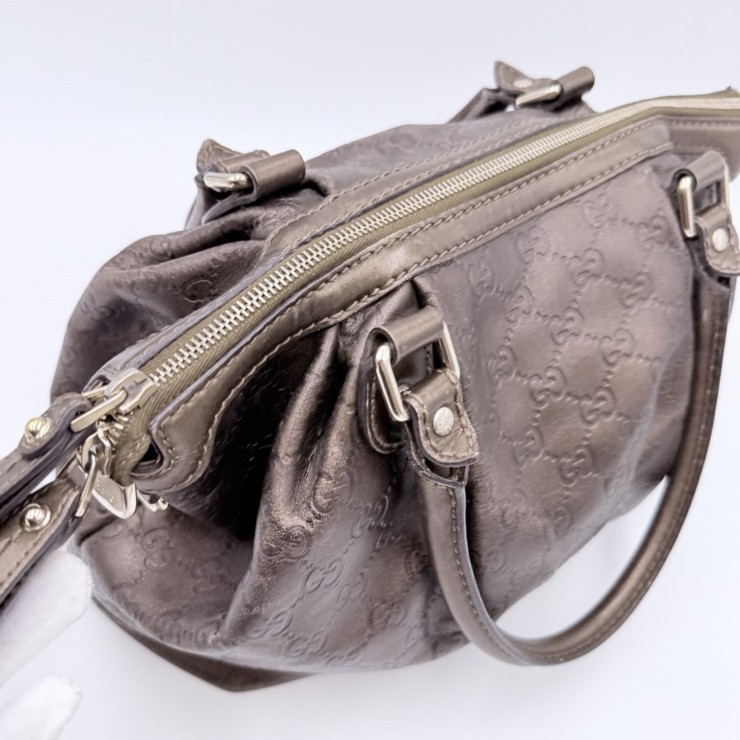 GUCCI Sukey GG Embossed 2-Way Handbag Shoulder Bag Bronze Leather Gold-Tone …