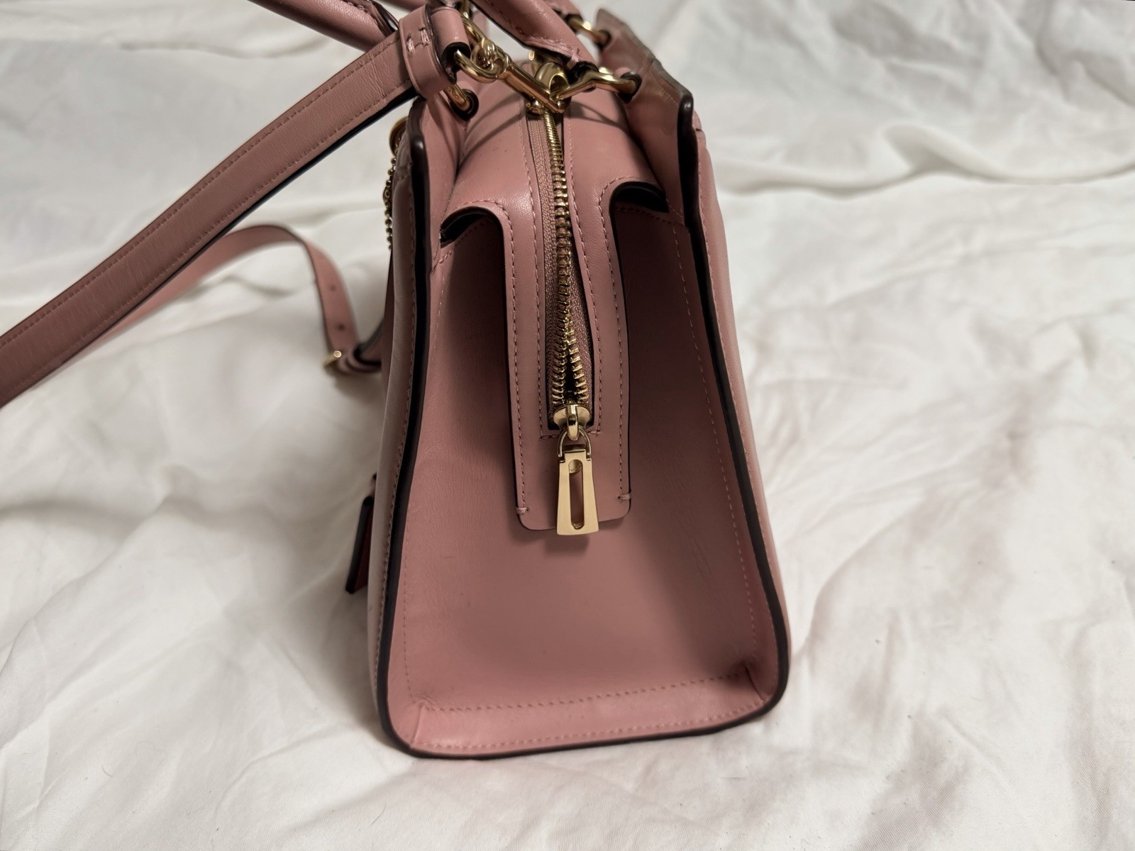 Coach Art Deco Pink Quilted 2 Way Zoe Satchel EUC